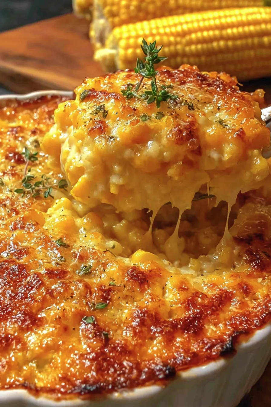 Close-up of the crispy Parmesan crust on the casserole