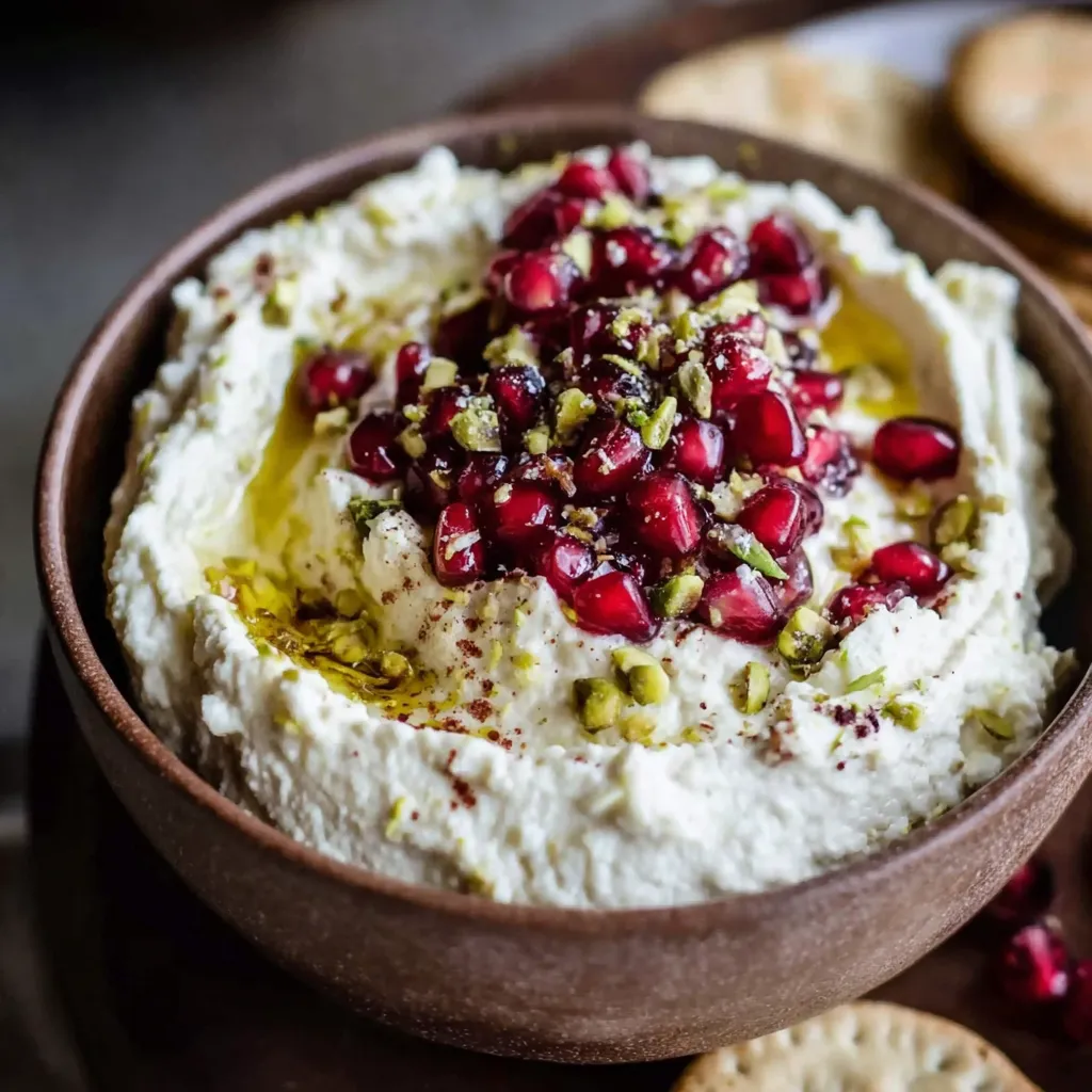 Irresistibly Easy Pomegranate Pistachio Whipped Feta Dip