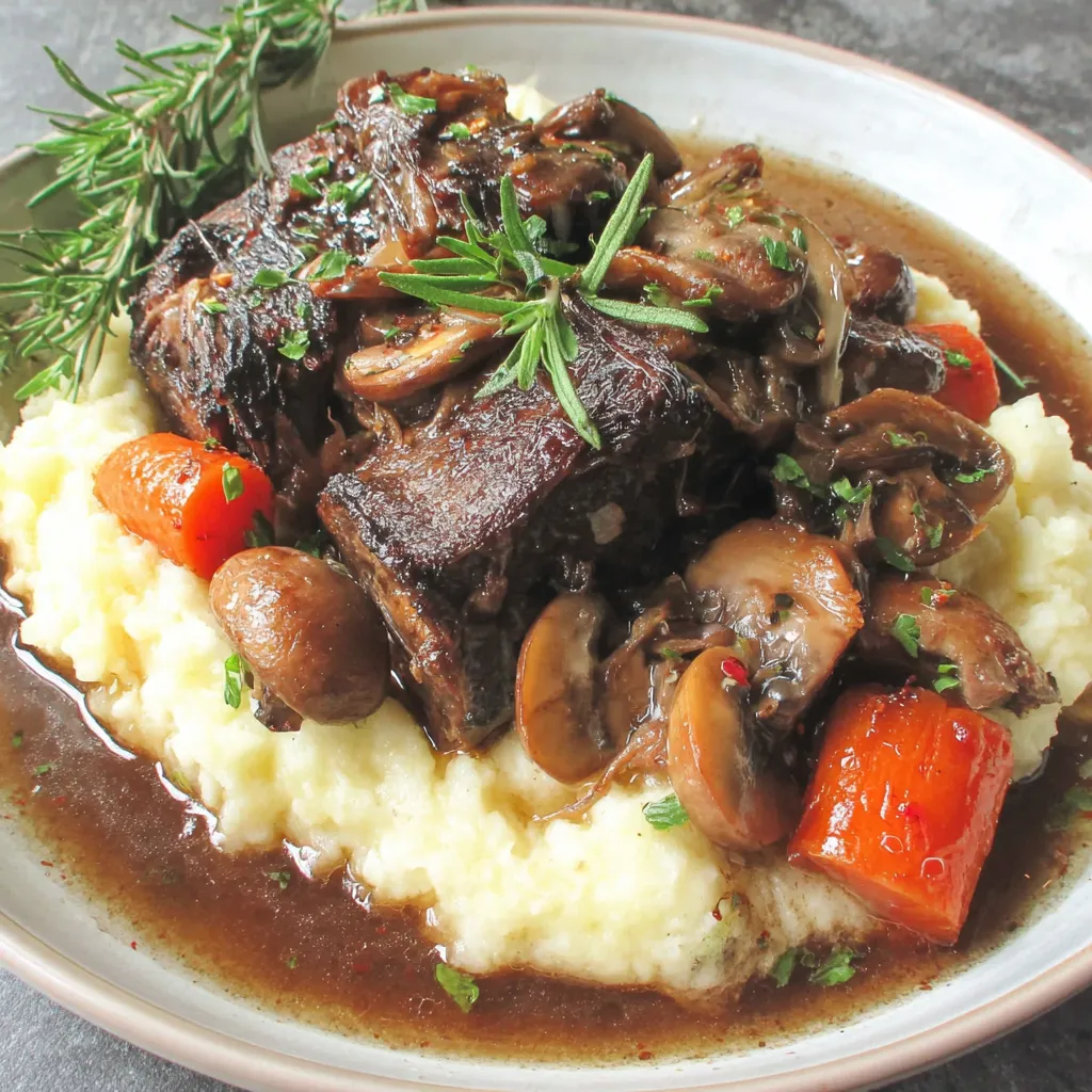 Red Wine Braised Short Ribs with Mushrooms
