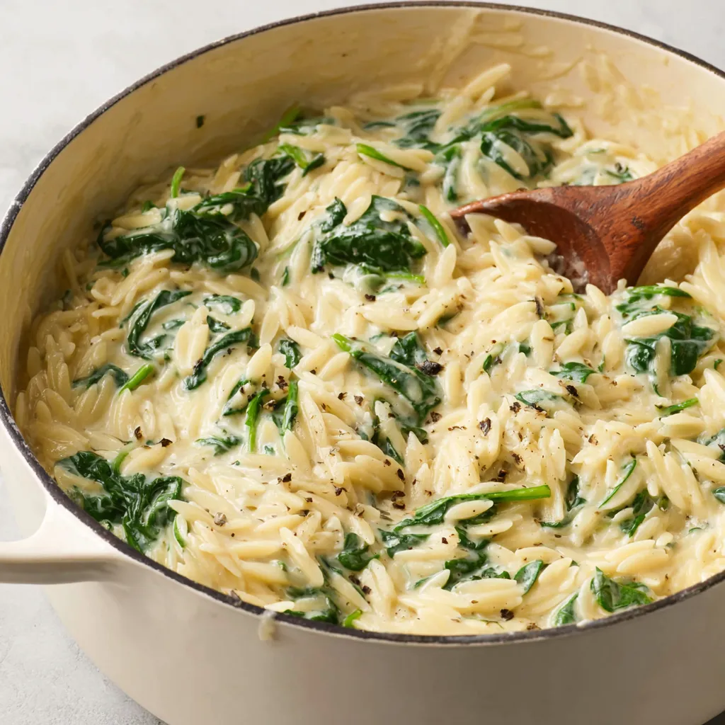 Creamy Garlic Spinach Orzo