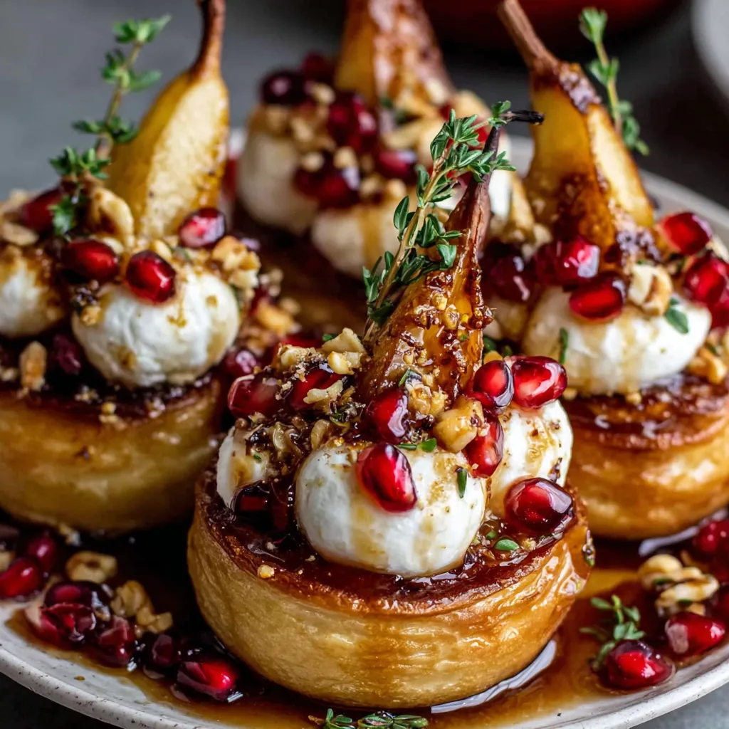 Golden Caramelized Pear & Burrata Towers