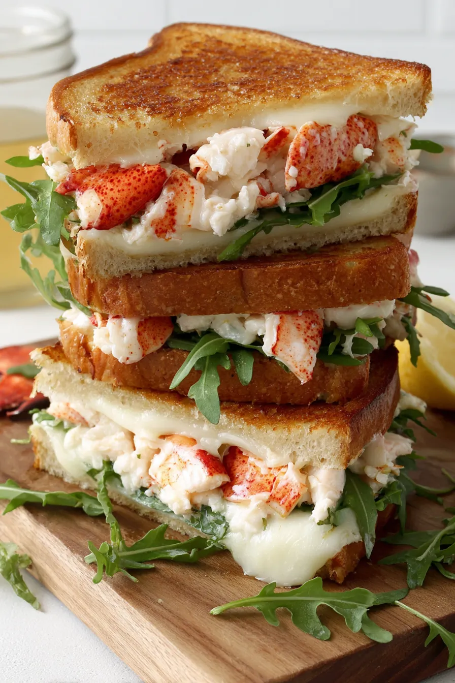Kennebunkport Lobster Grilled Cheese on cutting board