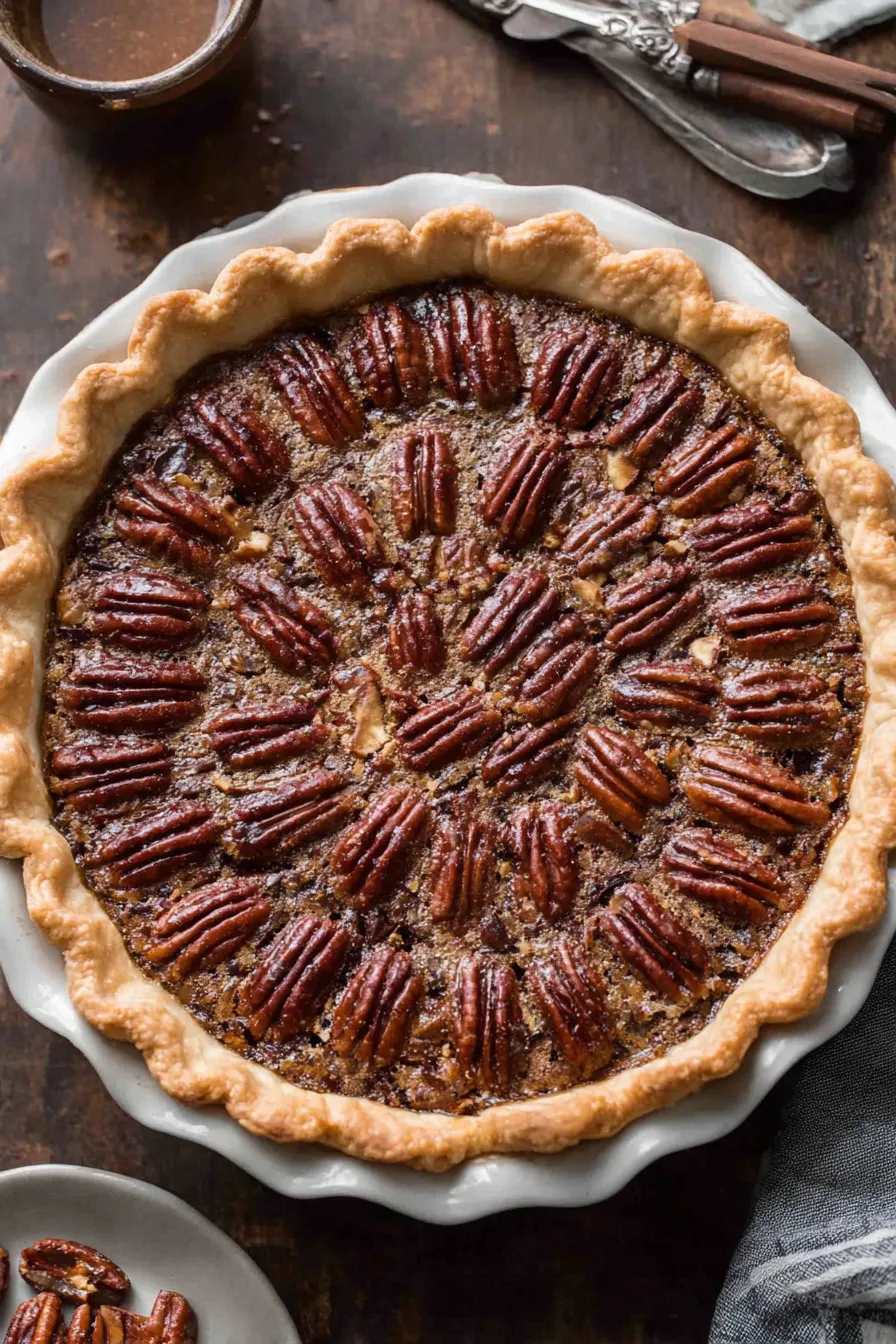 Close up of chopped toasted pecans ready to fold into filling