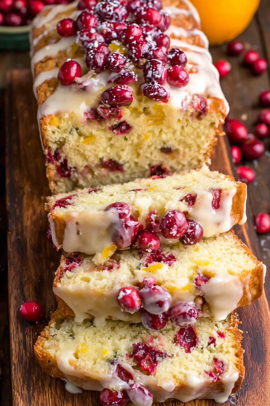 Freshly baked cranberry orange loaf cooling on a wire rack