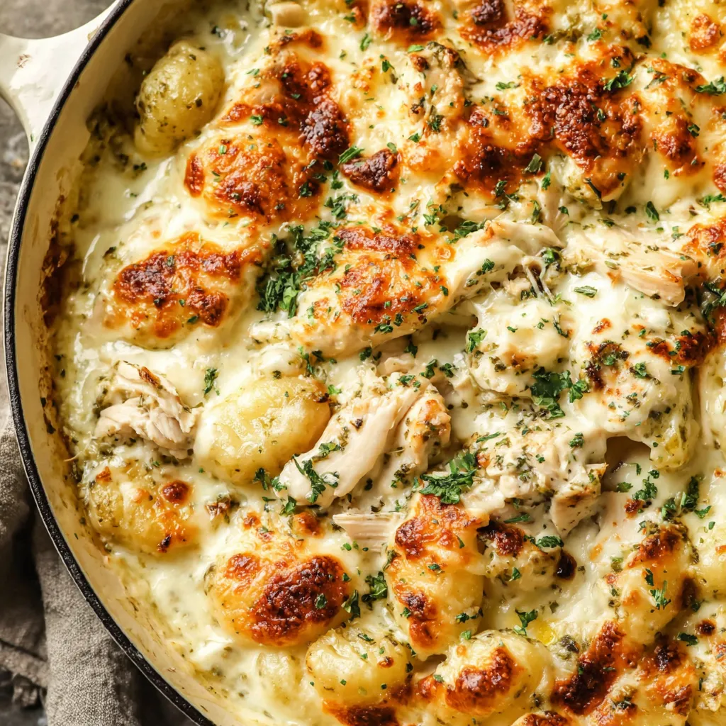 Pesto Chicken Gnocchi Bake