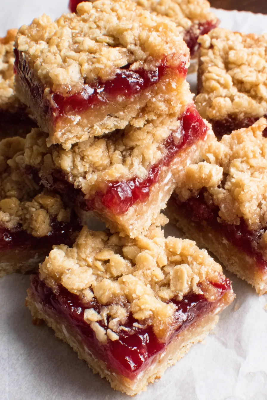 Freshly baked cranberry oatmeal bars cooling in pan
