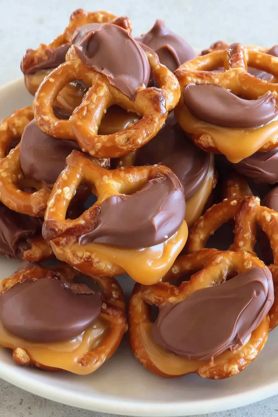Chocolate coated pretzel bites cooling