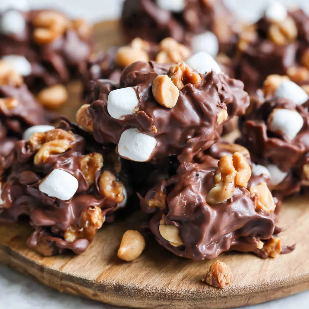Easy Fluffy Chocolate Marshmallow Peanut Clusters!
