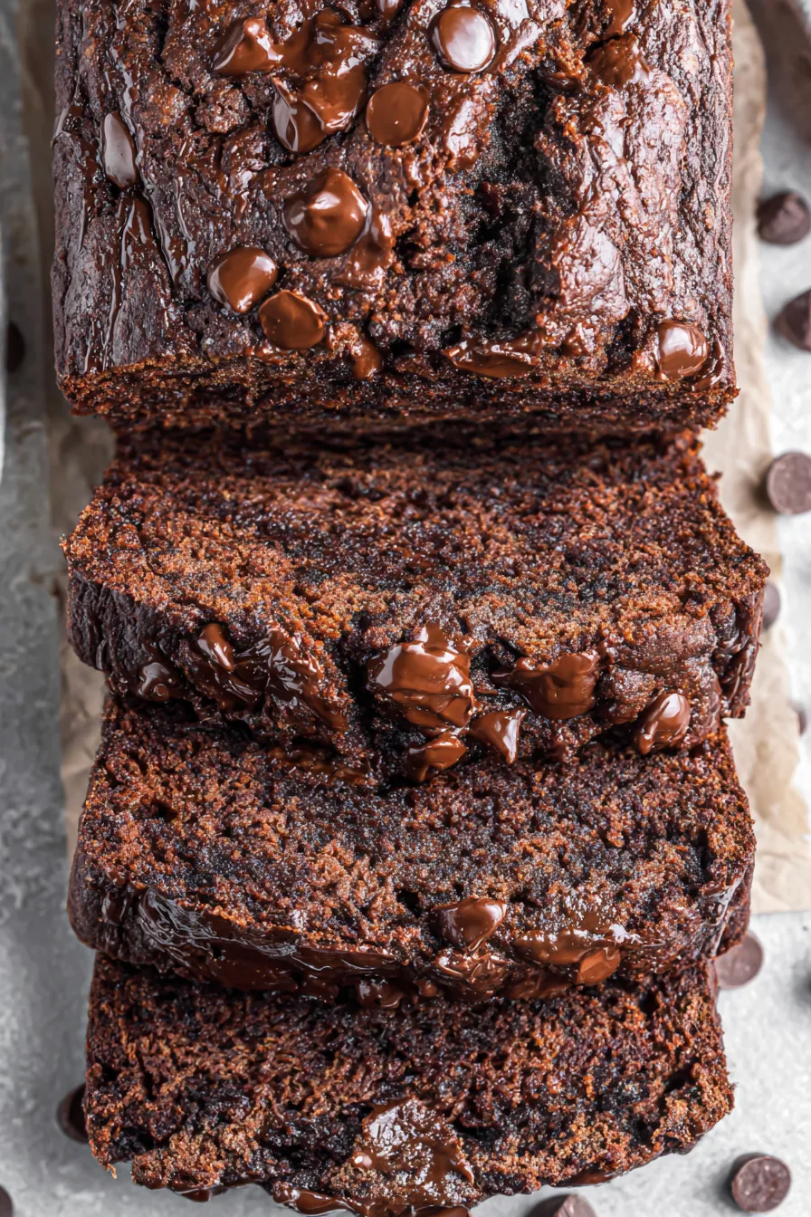 Chocolate banana bread in loaf pan
