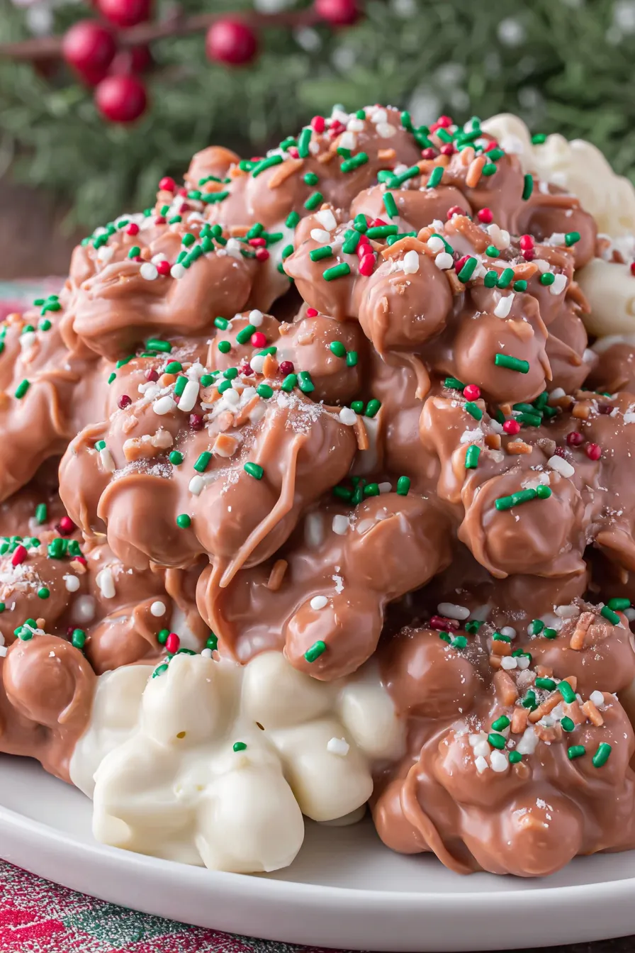 Finished clusters of crock pot candy on parchment