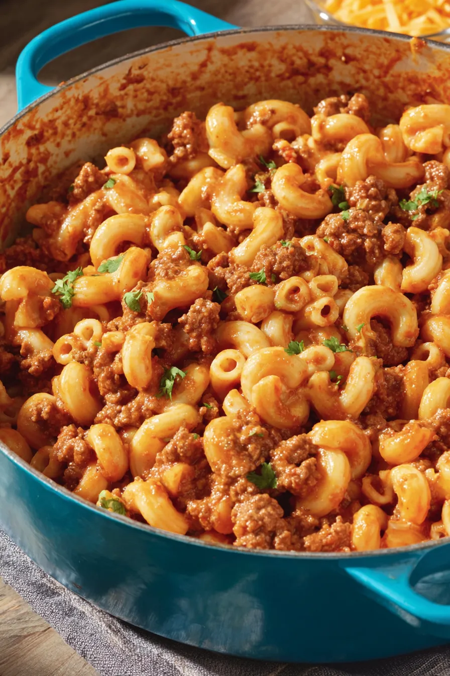 One-pan Chili Mac and Cheese finished in a skillet