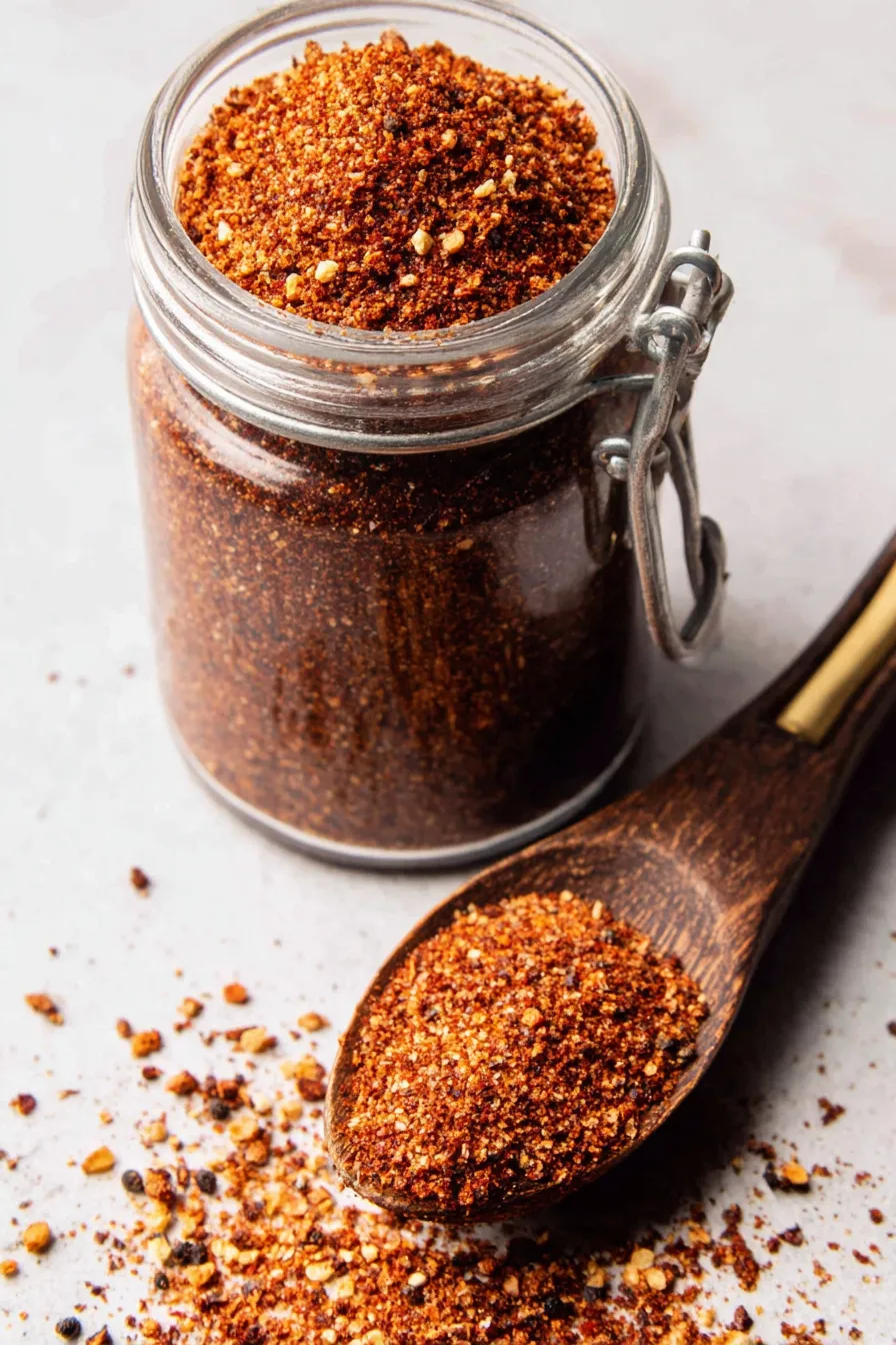 Jar of homemade taco seasoning next to taco shells and fresh lime