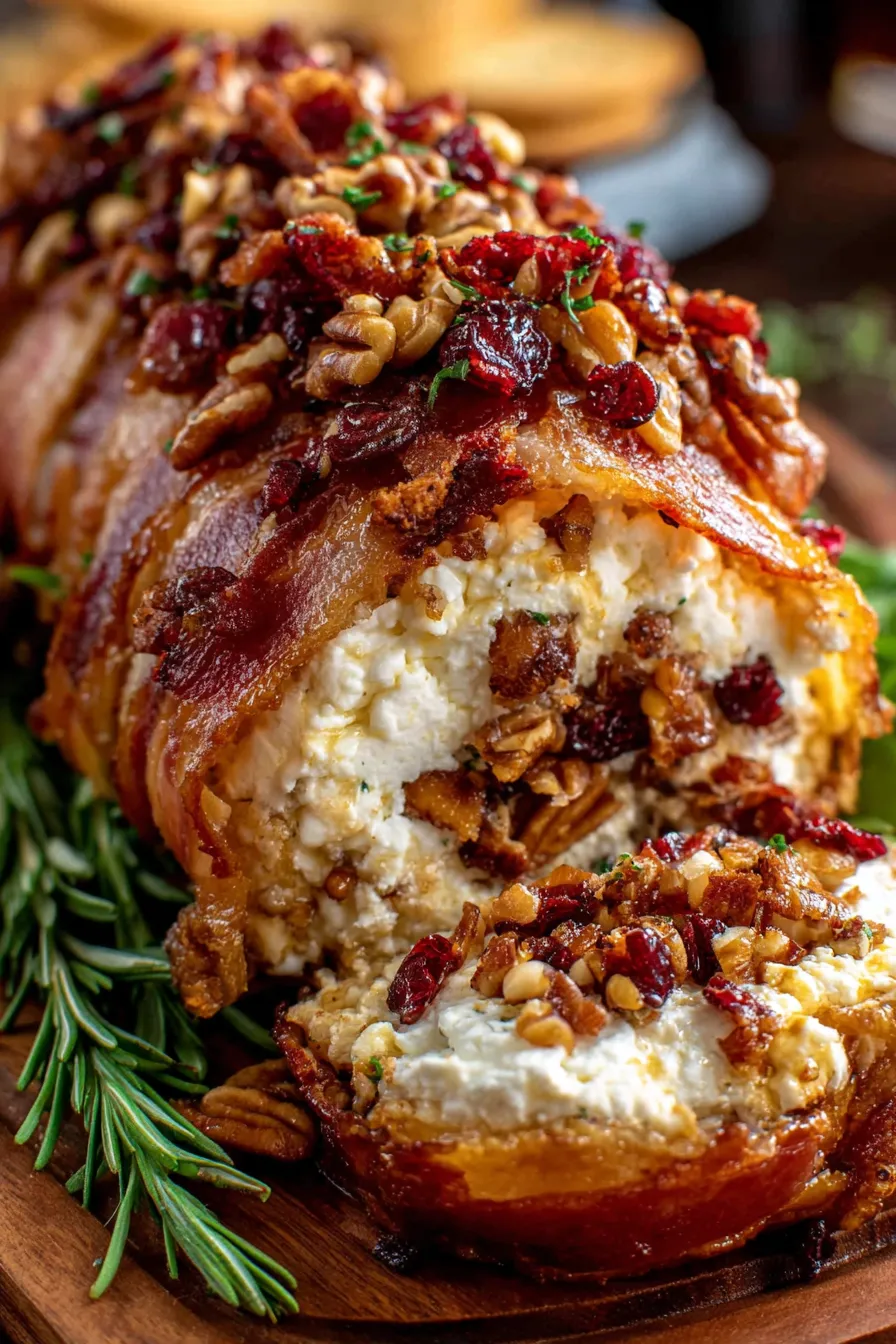 Finished Million Dollar Bacon Goat Cheese on serving platter