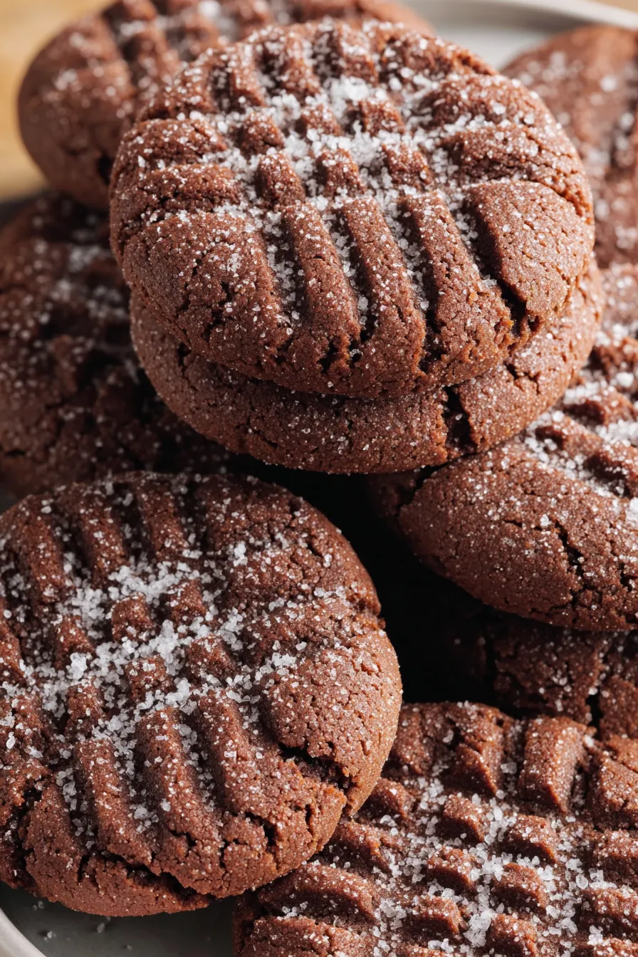 Freshly baked chocolate peanut butter cookies on parchment