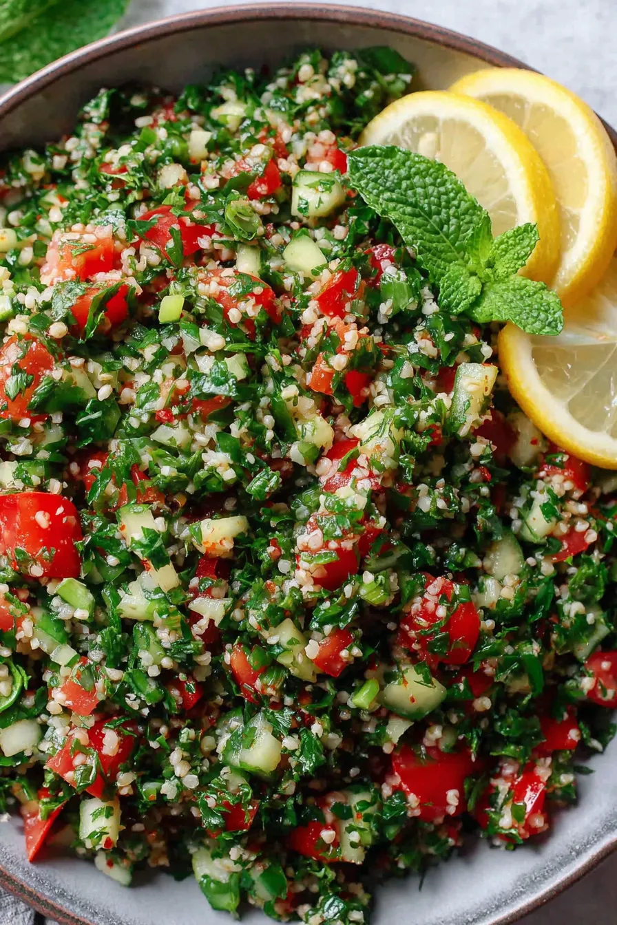 Fresh herbs and lemon for tabouli