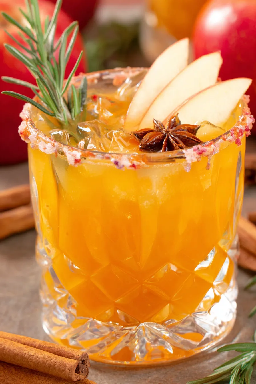 Boozy Fireball Apple Cider in a glass with garnishes