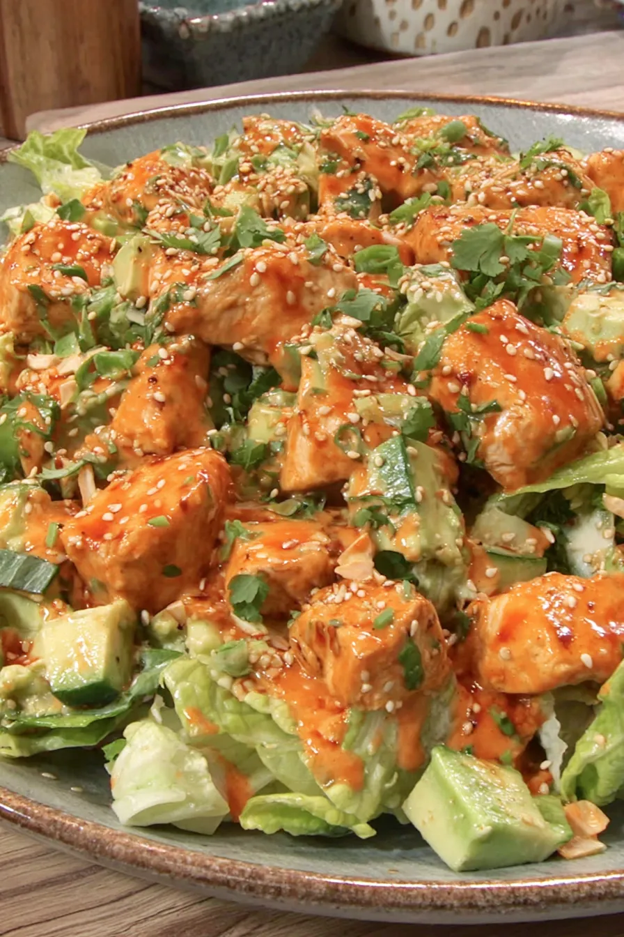 Korean BBQ Chicken Salad plated view