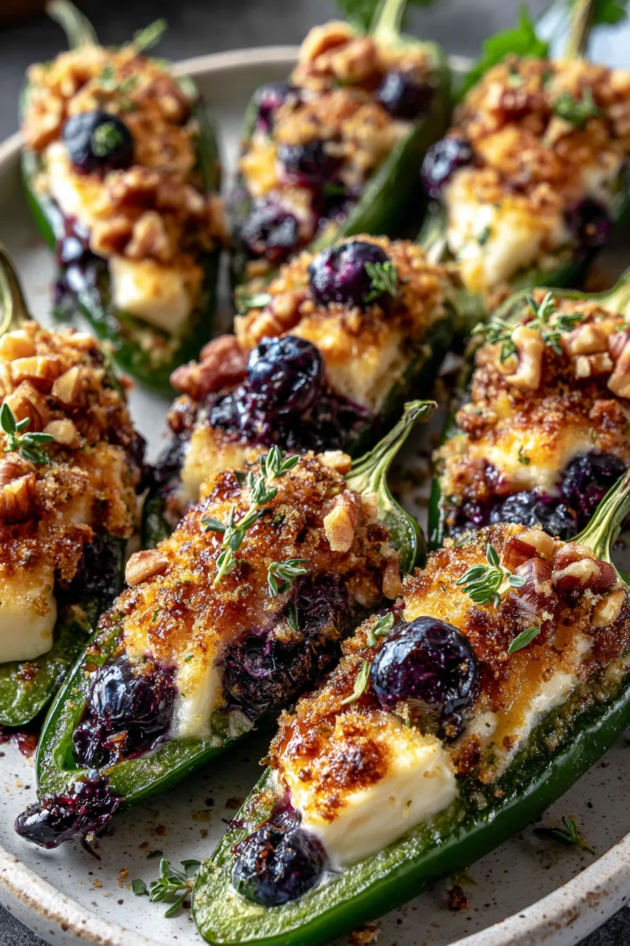 Blueberry Brie Jalapeño Poppers on baking sheet