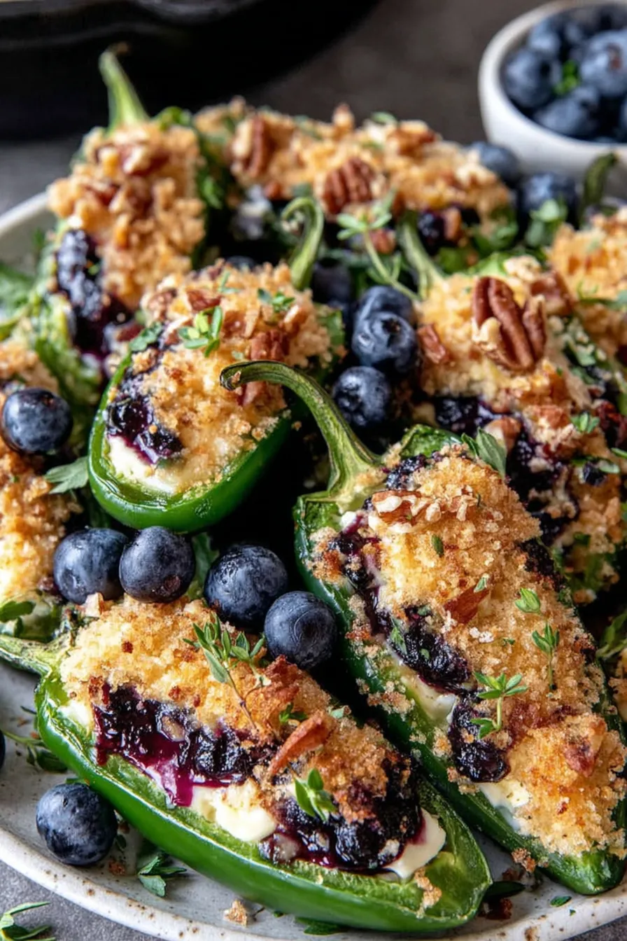 Platter of Blueberry Brie Jalapeño Poppers with herbs
