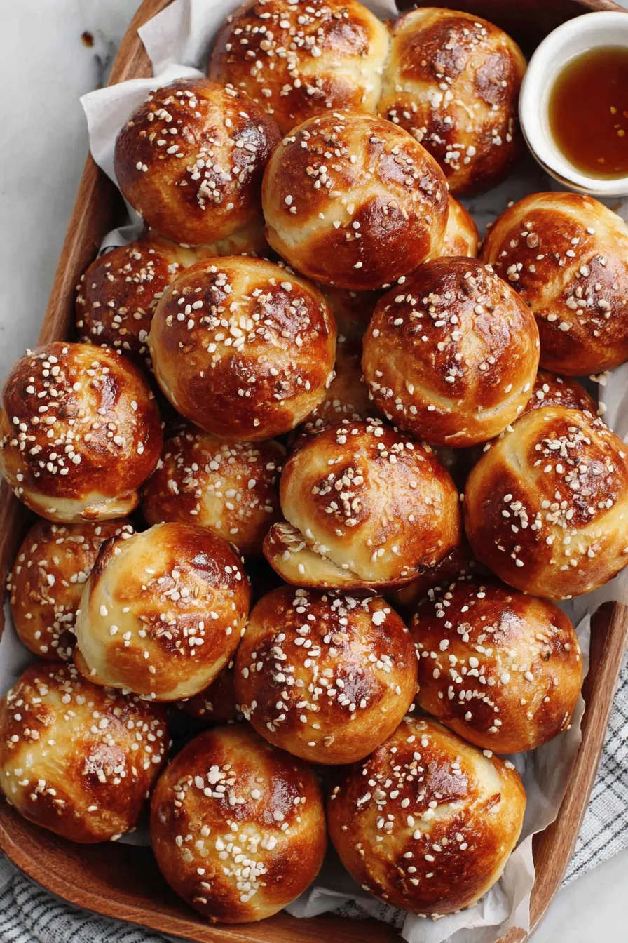 Pretzel bites on a baking sheet