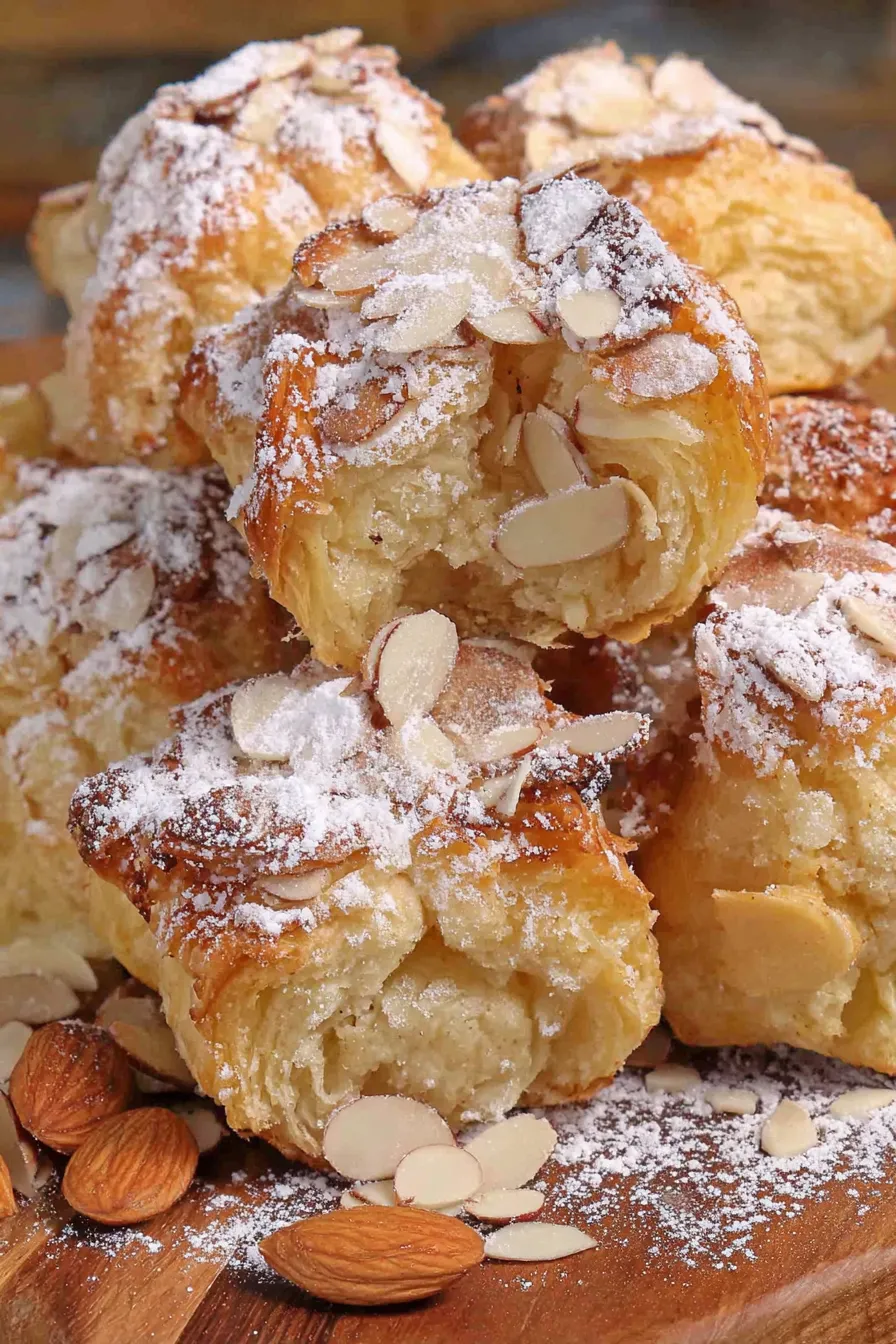 Almond croissant bites in a mini muffin pan