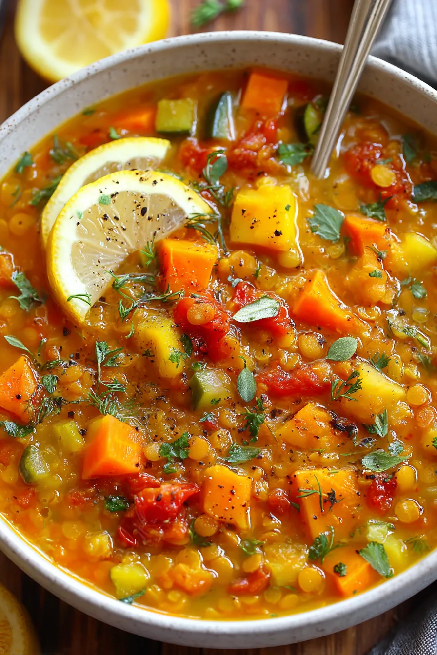 Soup ingredients on counter