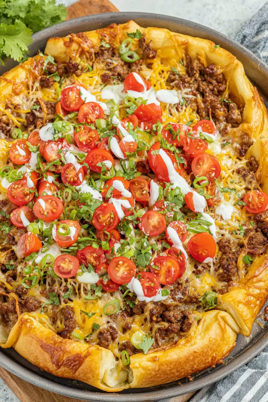 Taco Pizza on baking sheet