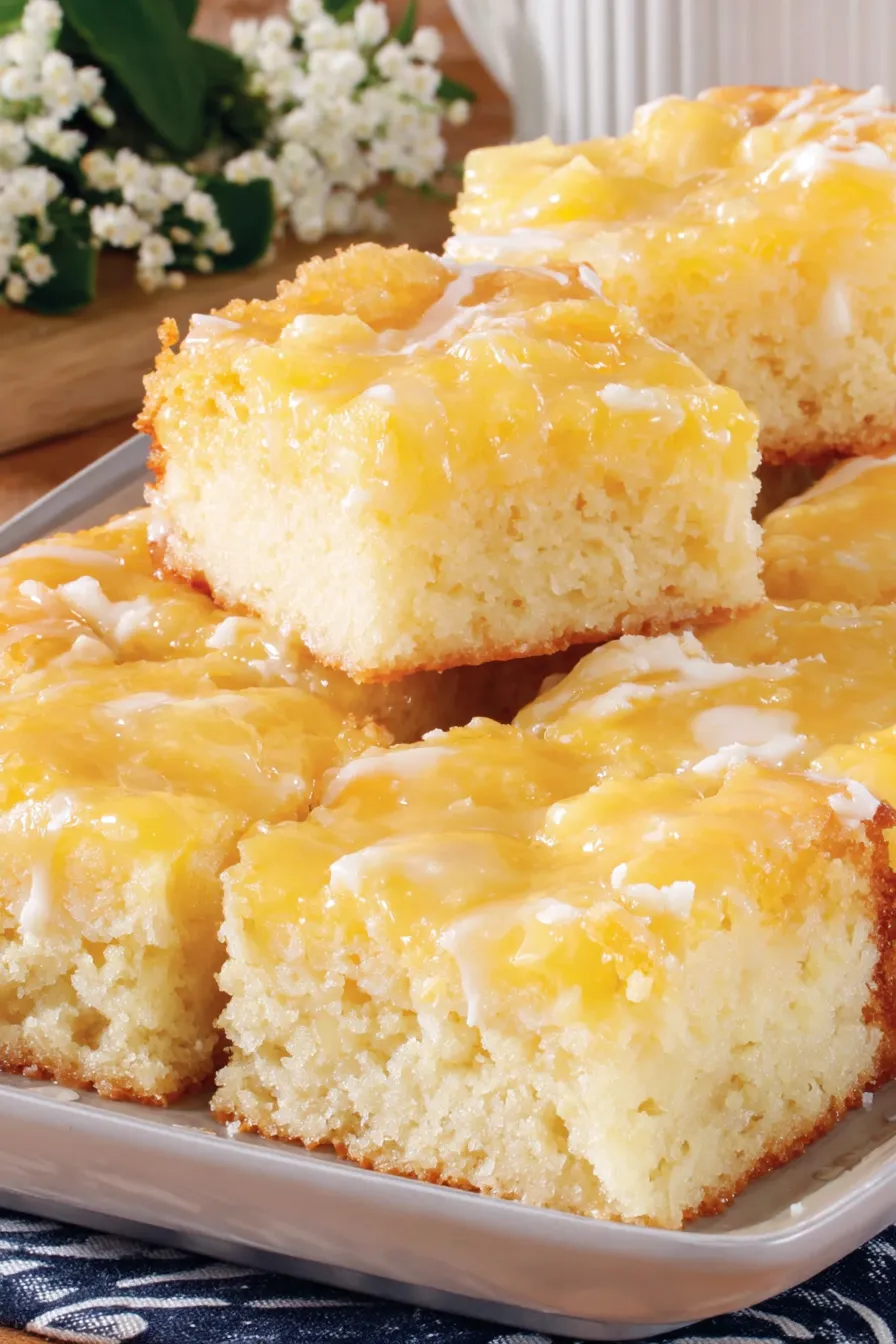 Slice of butter cake plated with sauce