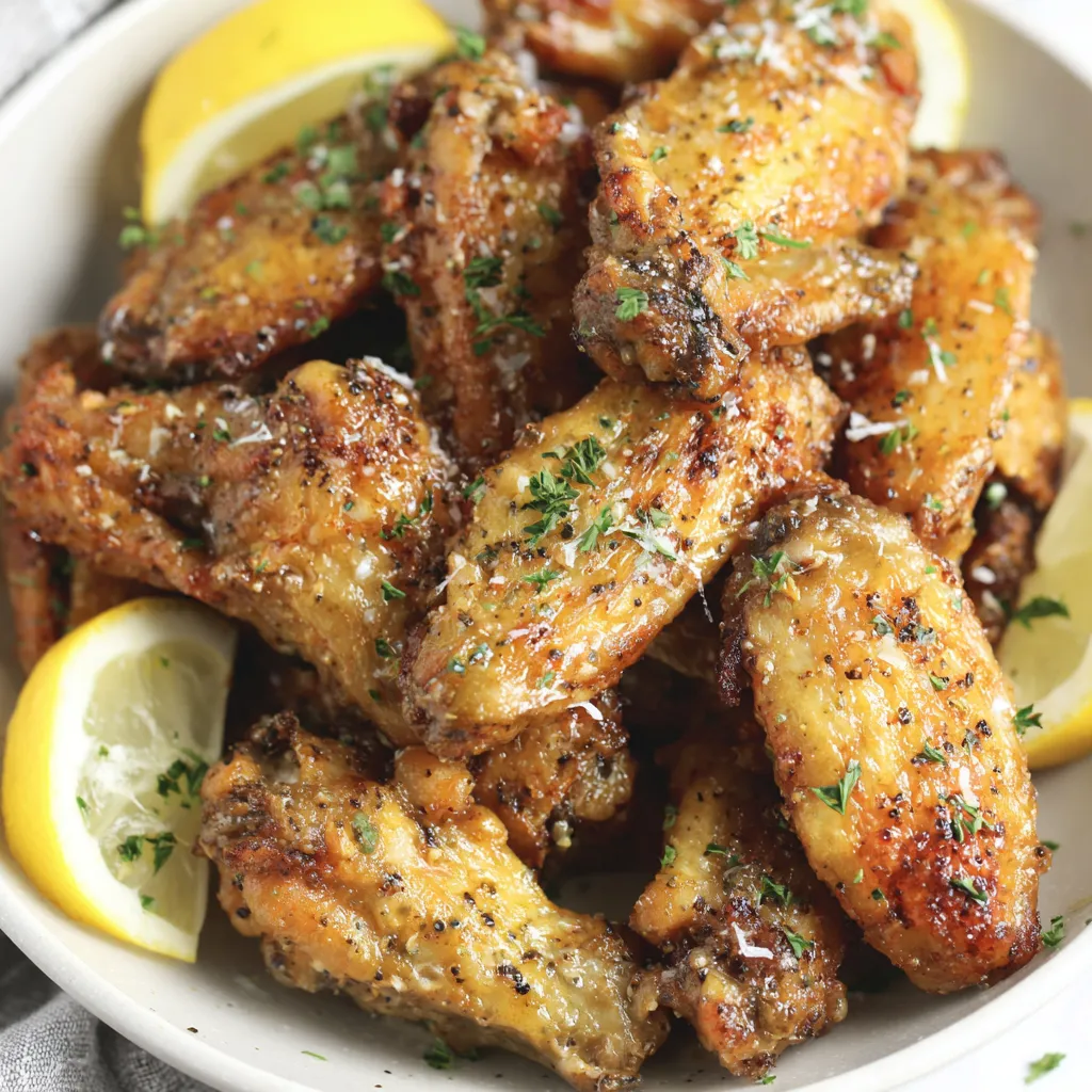 Crispy lemon pepper wings on a wire rack