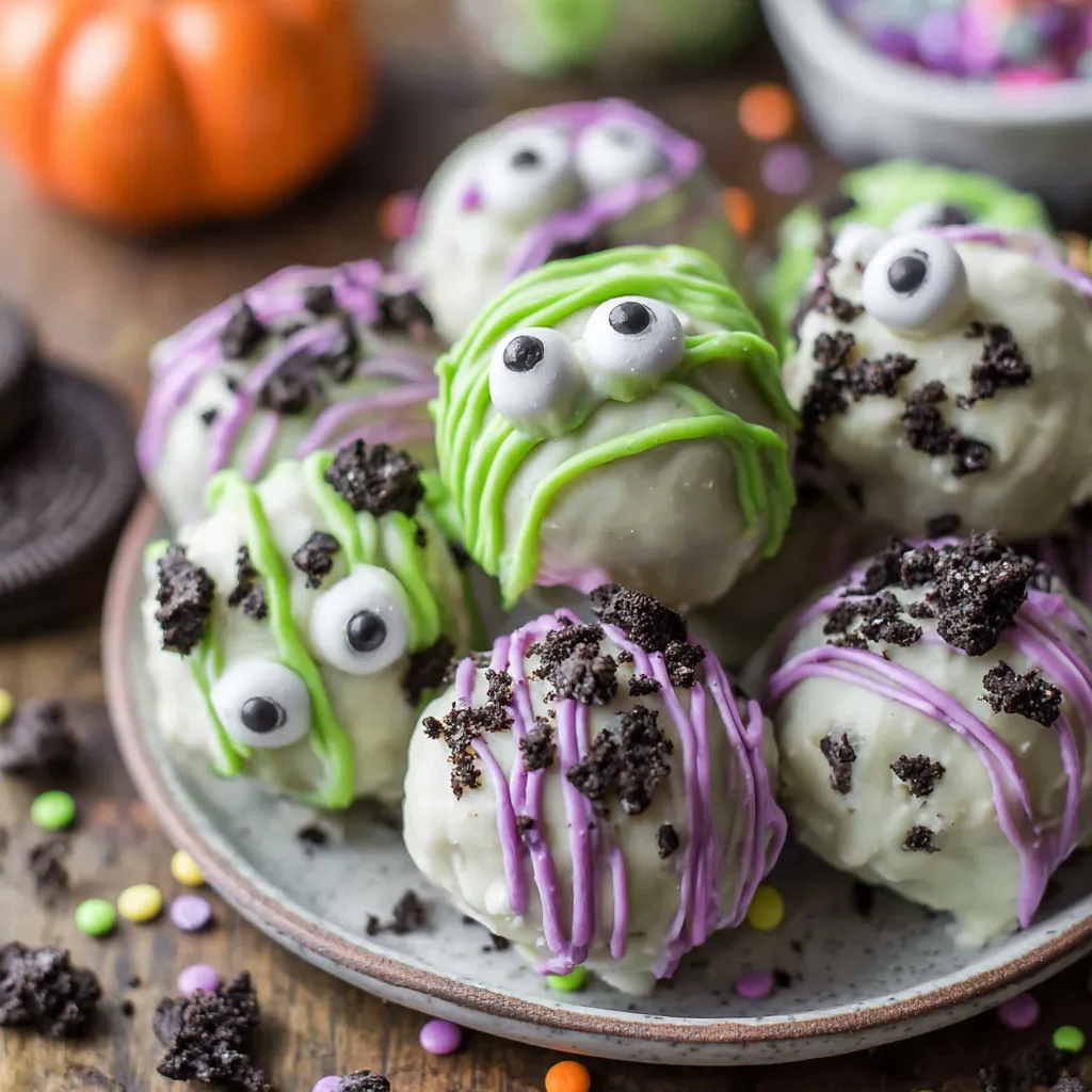 No Bake Monster Truffles (Halloween Oreo Balls)