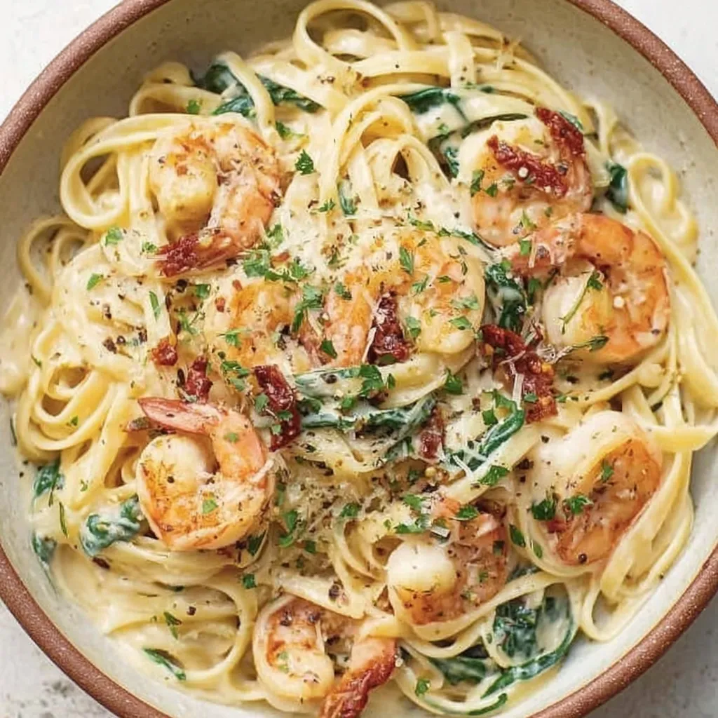 Creamy Tuscan Shrimp Linguine