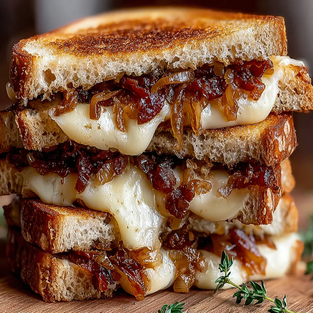 Savory Bacon and Caramelized Onion Grilled Cheese Sandwiches