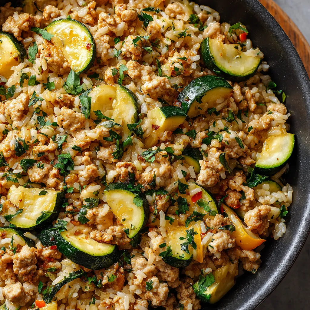 Ground Chicken Zucchini Rice Skillet
