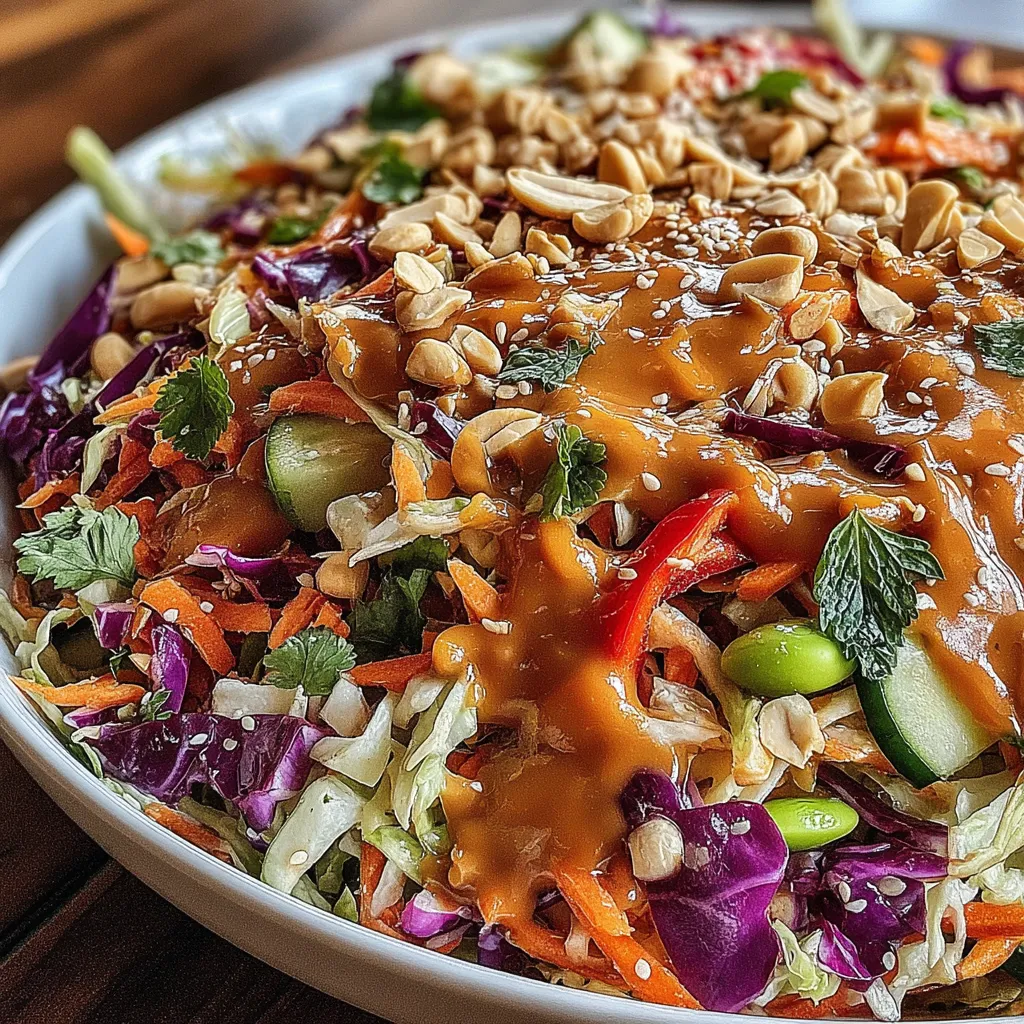 Thai Crunch Salad (CPK Copycat) with Peanut Ginger Sauce