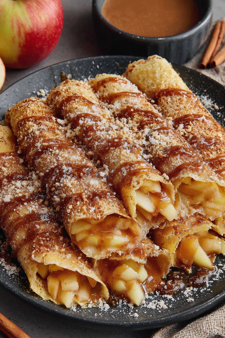 Stack of crepes with apple filling