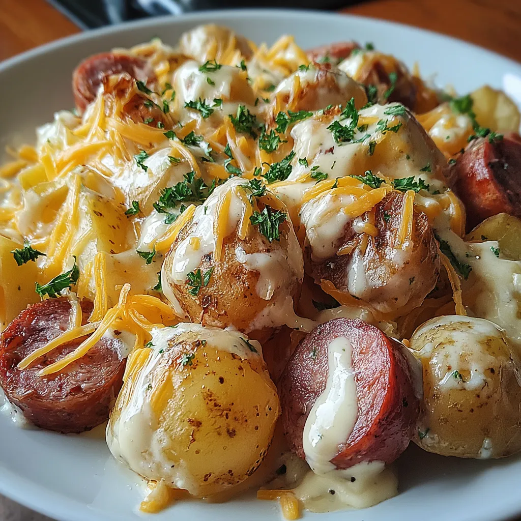 Cheesy Ranch Potatoes and Smoked Sausage