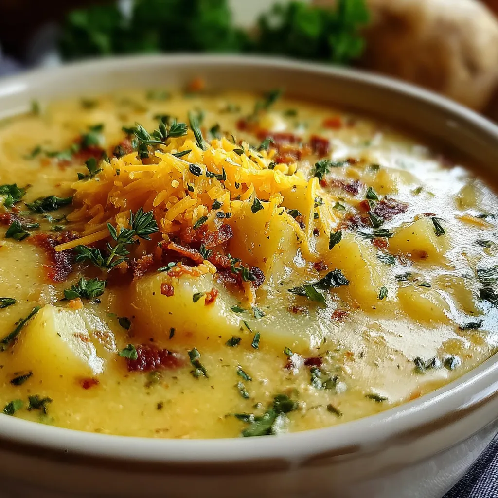 Cheddar Garlic Herb Potato Soup
