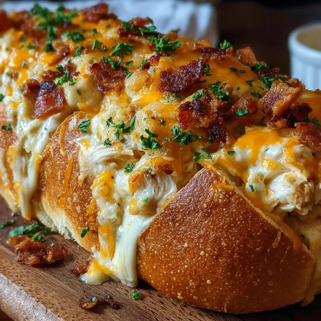 Delicious Chicken Bacon Ranch Stuffed Bread
