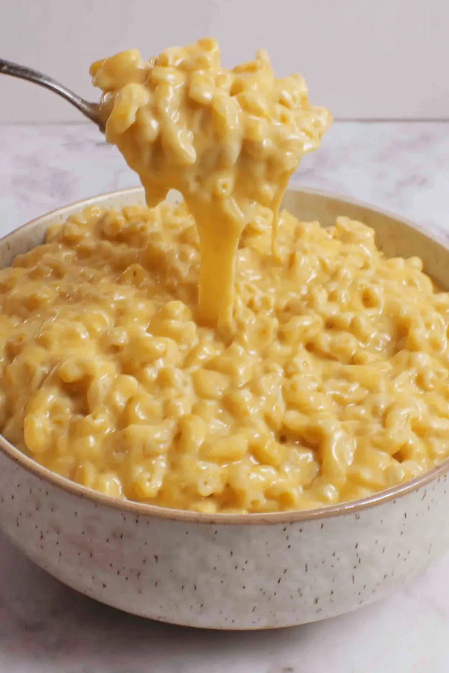 Baked mac and cheese golden on top