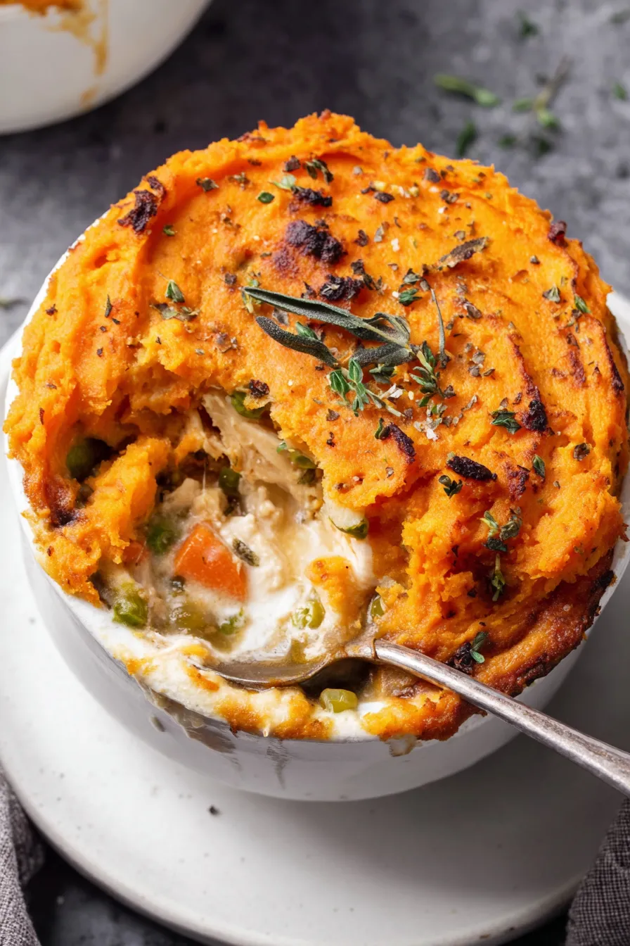 Turkey mashed potato pot pie ready to bake