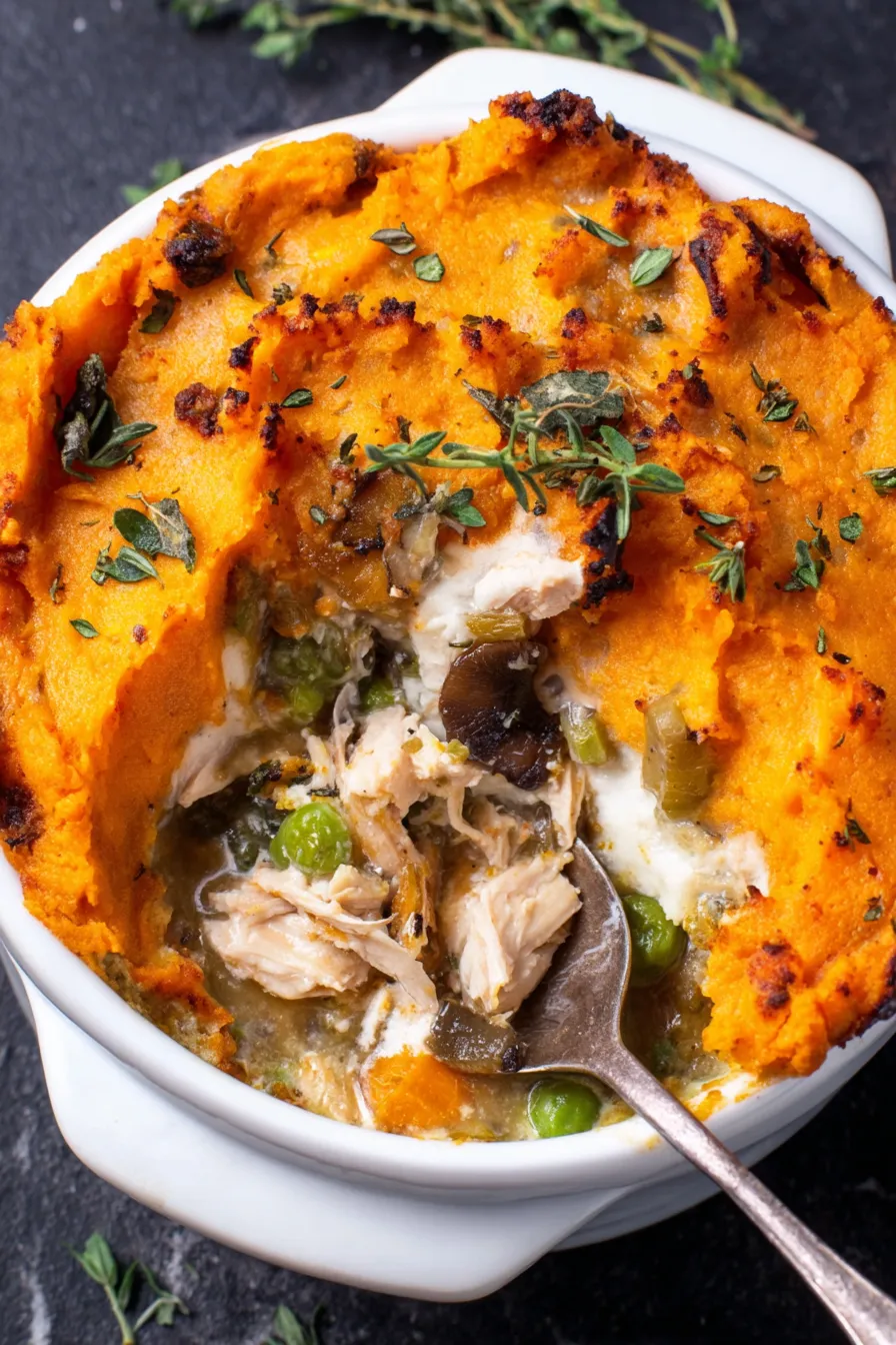 Individual ramekin portions of turkey pot pie