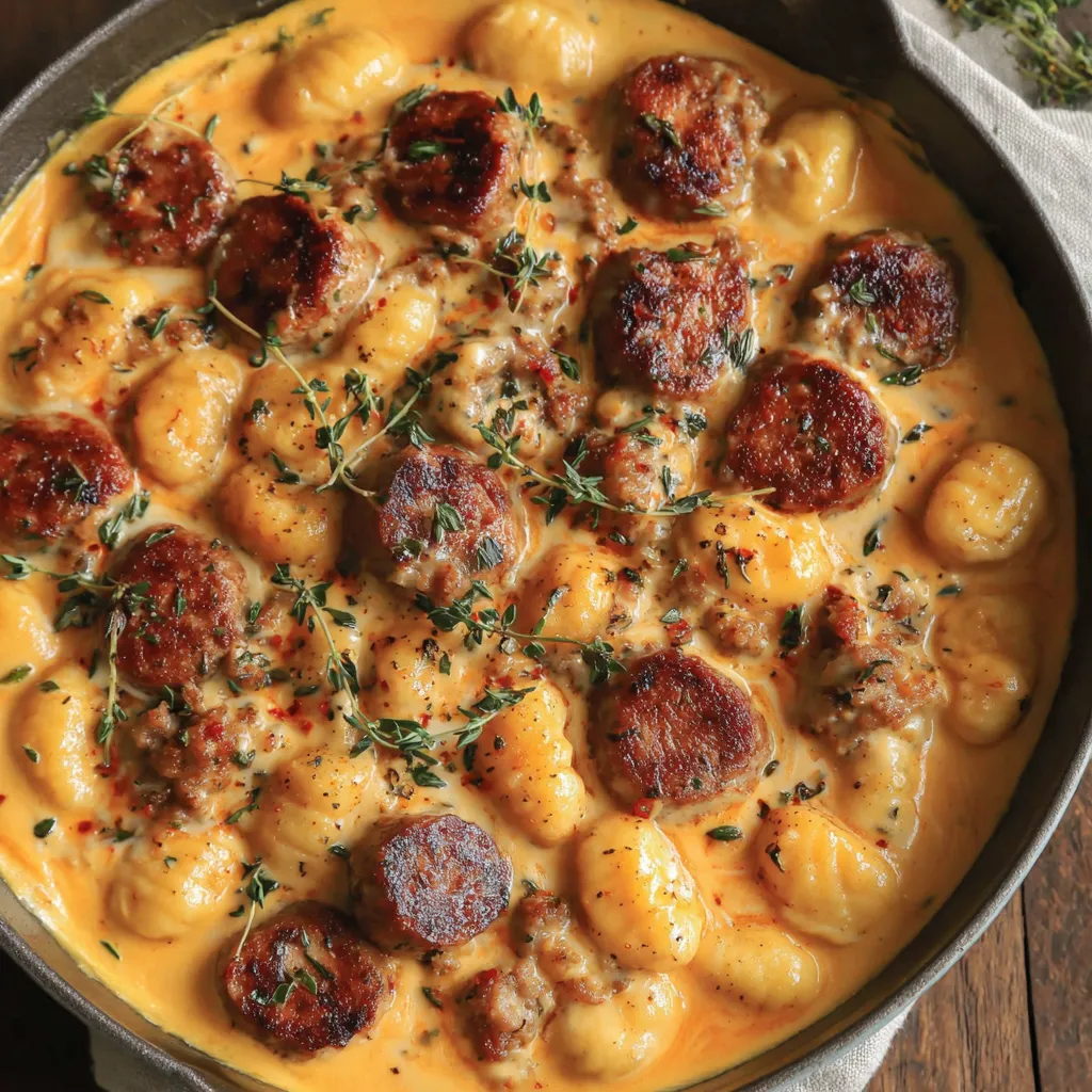 Creamy Butternut Squash Gnocchi with Sausage, Thyme, and Sage