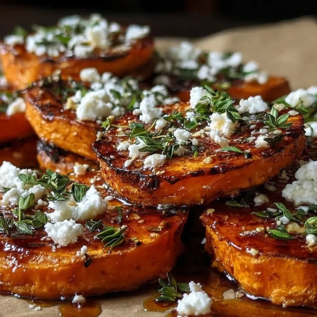 Roasted Sweet Potato Rounds with Honey and Feta