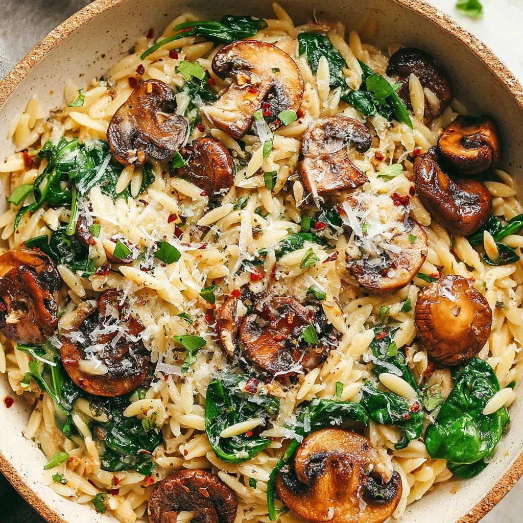 Creamy Garlic Mushroom Orzo