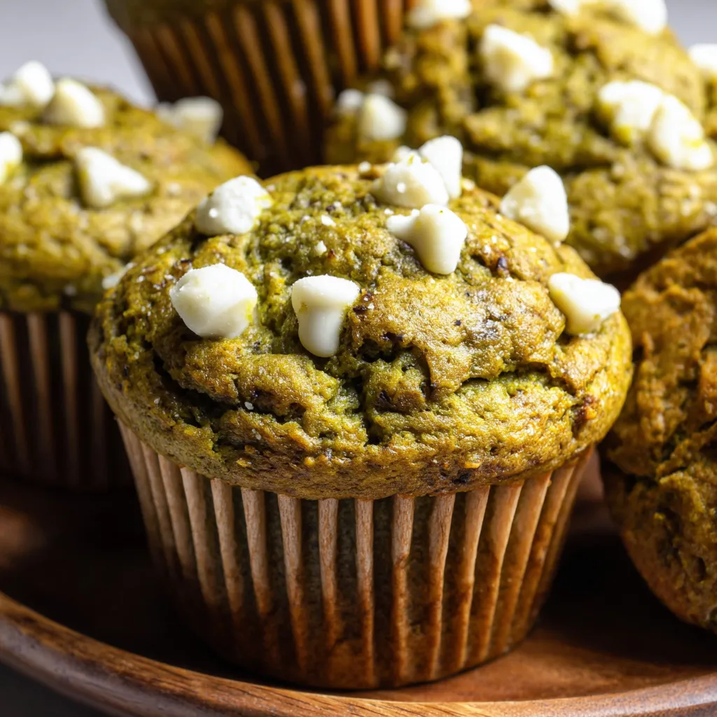 Matcha White Chocolate Pumpkin Muffins
