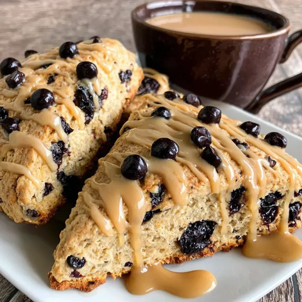 Chocolate Chip Espresso Scones with Espresso Glaze