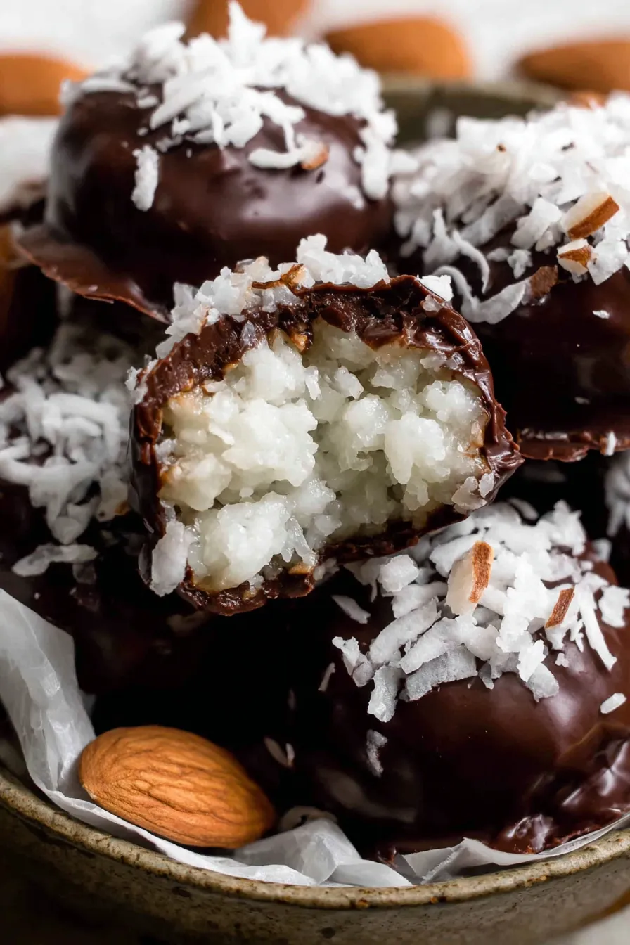 Coconut logs ready to be dipped in chocolate