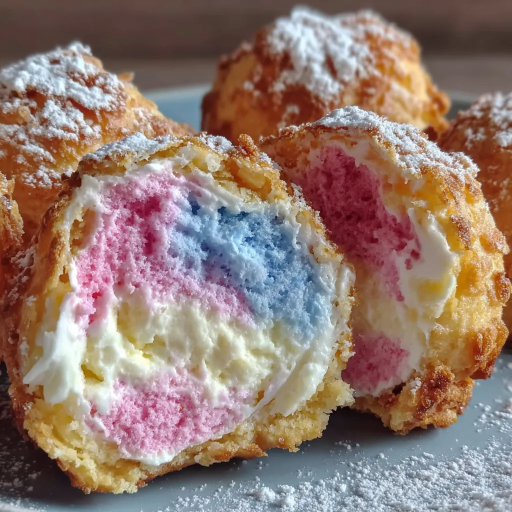 Crispy Cotton Candy Cheesecake Bombs