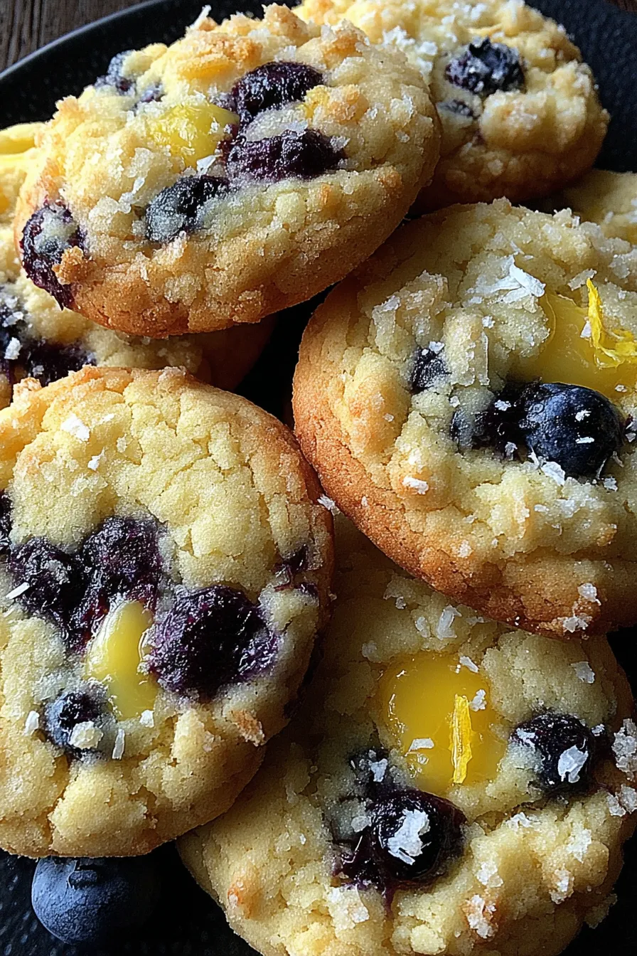 Freshly baked blueberry muffin cookies with streusel on top