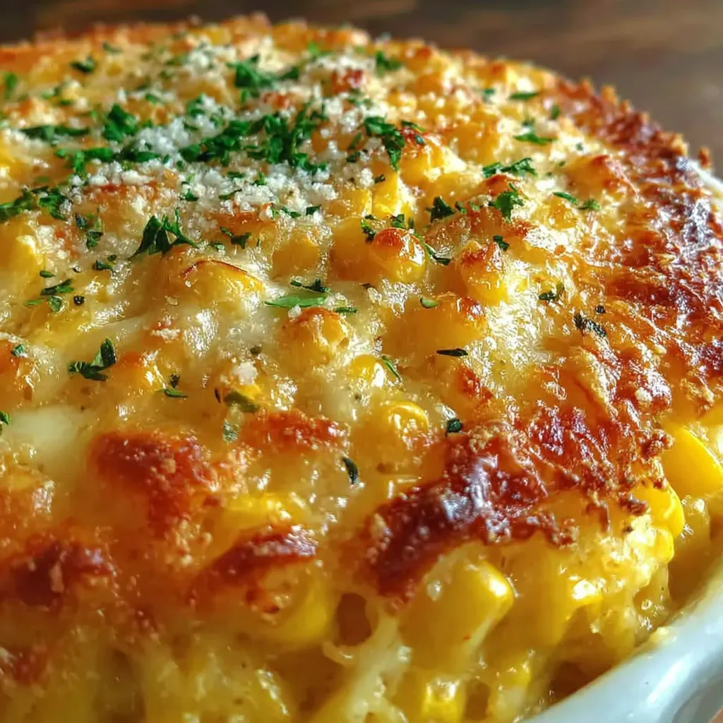 Honey Glazed Corn Casserole with a Crispy Parmesan Crust